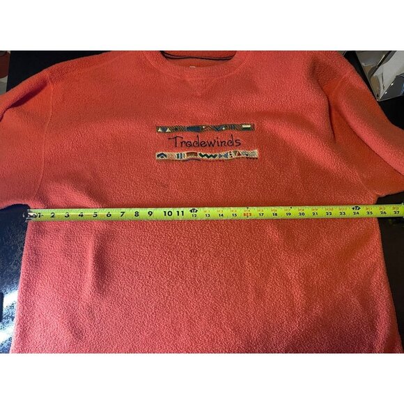 Vintage 90s Tradewinds Orange Fleece Long Sleeve Pullover Sz XL - Picture 7 of 10